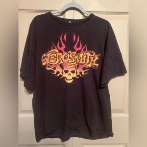 Aerosmith Black and Orange Flame Graphic Tee
